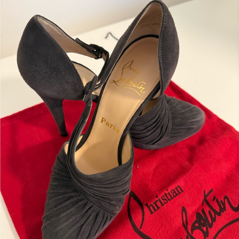Christian Louboutin Black Stiletto Heels with Ruched Detail